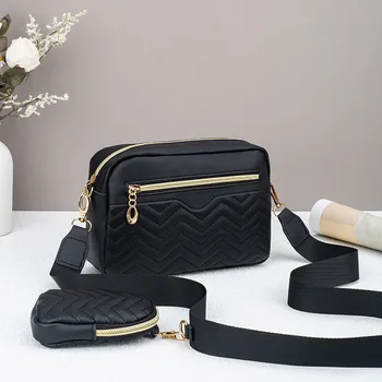 Ladies' Quilted Pattern Crossbody Bag, Casual Minimalist Single Shoulder Bag With Mini…