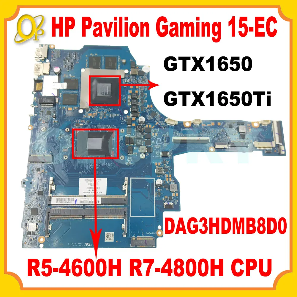 

DAG3HDMB8D0 for HP Pavilion gaming 15-EC 15Z-EC TPN-Q229 laptop motherboard R5-4600H R7-4800H CPU GTX1650/1650Ti GPU DDR4 tested