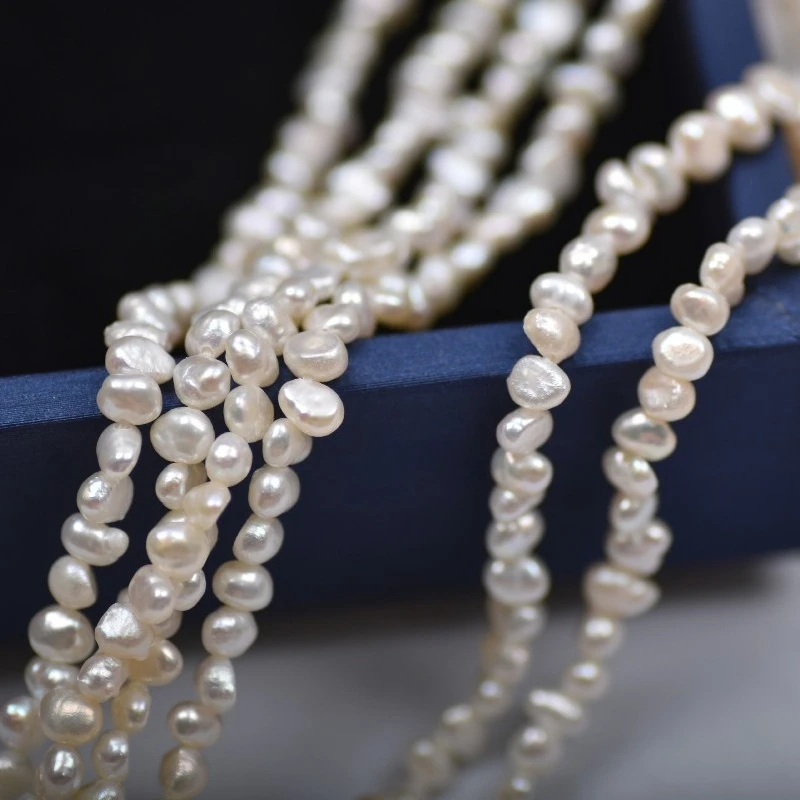 Natural 4-5mm Small Pearls, Scattered Pearls, Baroque Two Sided Light, Horizontal Hole Pearls, DIY Necklaces,Unfinished