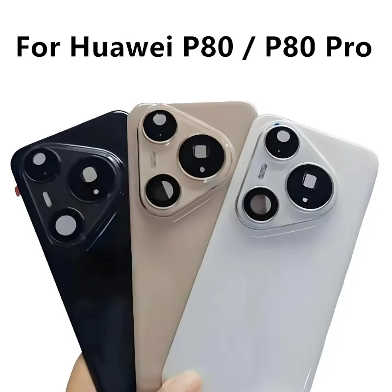 New For Huawei P80 / P80 Pro  Battery Cover Back  Glass Panel Rear Housing  Case With Camera Lens Repair Parts
