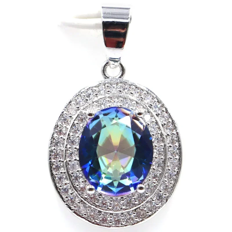 

Подвеска из твердого серебра 925 пробы, 4 г, индивидуальный синий топаз, оранжевый спассайтин, аквамарин, Радуга, мистический топаз, фиолетовый топаз CZ