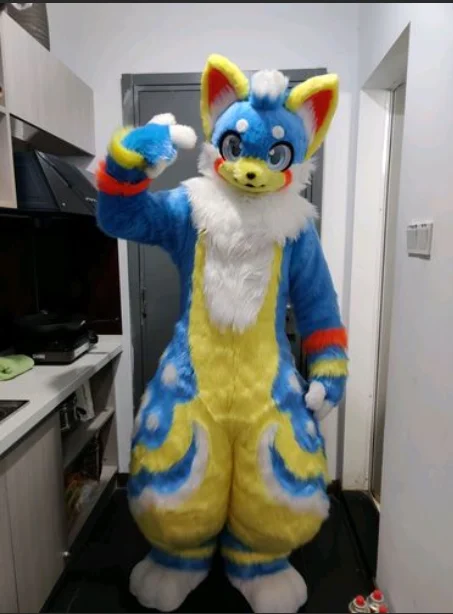 Handmade husky fursuit mascot costume unisex cat Cosplay full costume Halloween show camouflage