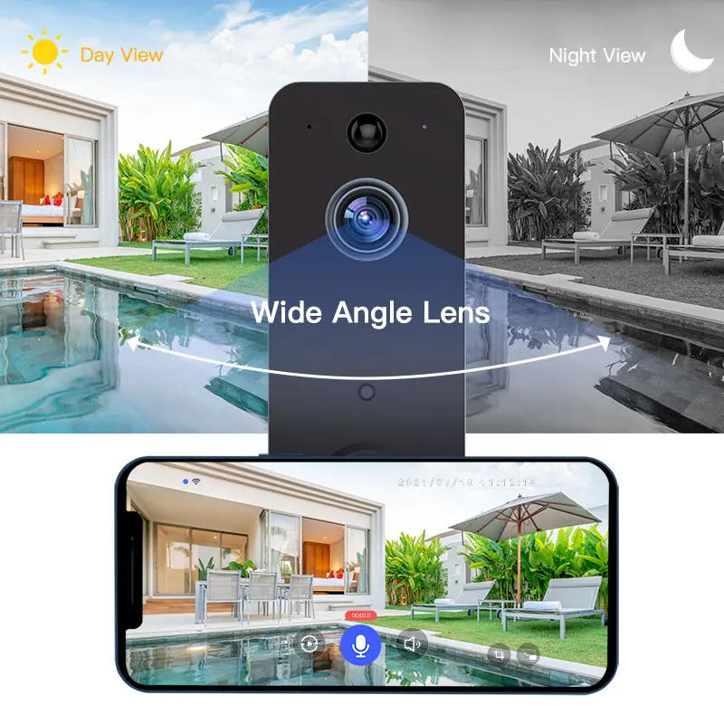 Wifi Doorbell 1080P Video Two Way Audio Smart Home Ring Alarm Remote Control Outdoor Door Peephole Bell Surveillance Mini Camera