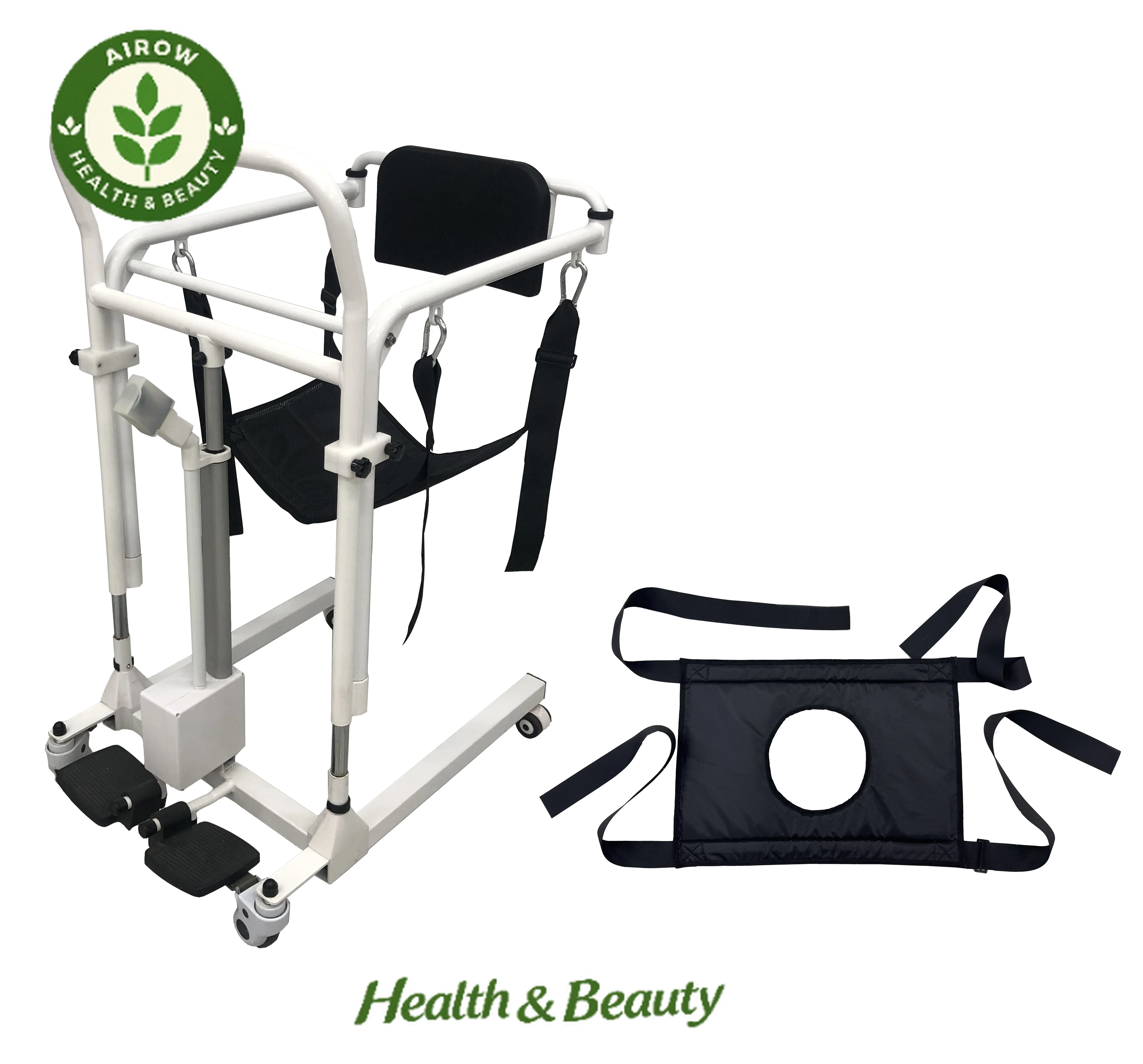 AIROW Hoist Patient Transfer Mobility Aids Transfer Lift Wheel Chair with Toilet Sling for Move Disabled to Vehicle