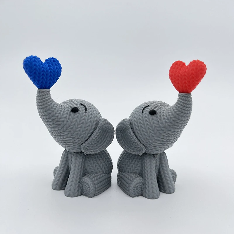

3D Printed Heart Elephant Sculpture Figurine Romantic Creative Home Desktop Decor Gift For Valentine Mother's Day Anniversary