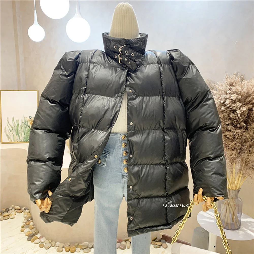 2023 Women's Winter Parker Long Sleeve Cotton-Padded Coats Elegant Mid-length Warm Jacket Female Outerwear with belt