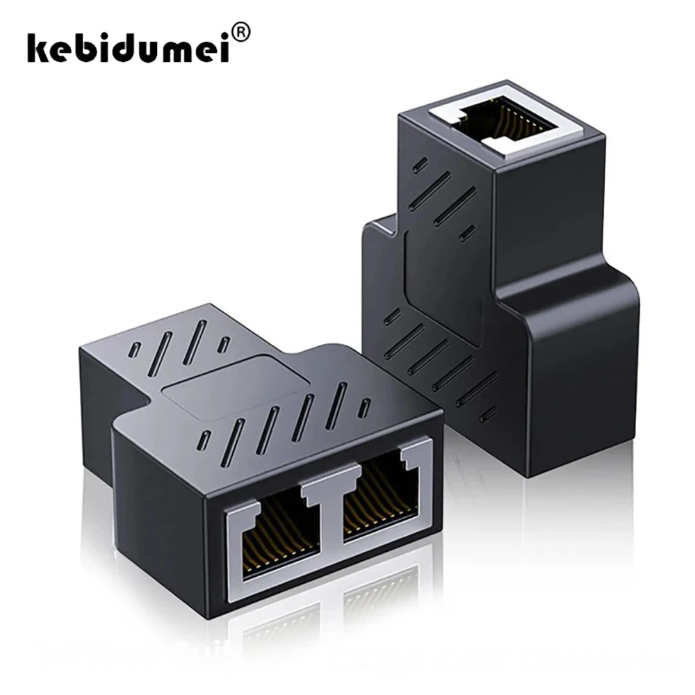 RJ45 Splitter Connectors Adapter Network Cable Ethernet Cable Extender Network Connector 1 To 2 Ways Docking Plug for PC TV Box