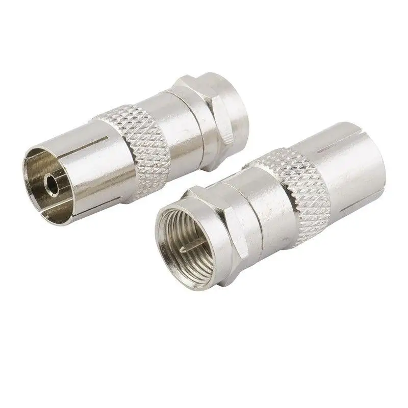 1/2/5pcs Durable F Type Male Plug Adapter Connector Converter To Coax Female Socket For Satellite TV DVR Coaxial Connector