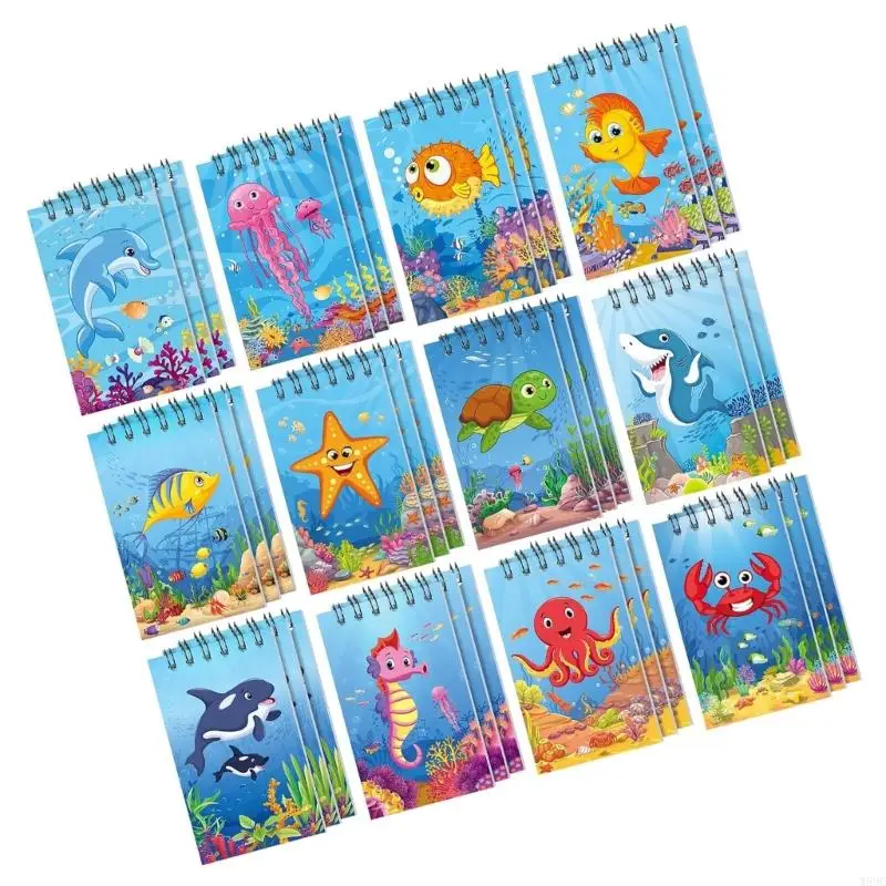 W89C 12pcs Twin Coil Binding Notepbook 30 -страничный карманный блокнот маленький ноутбук для написания рисования.