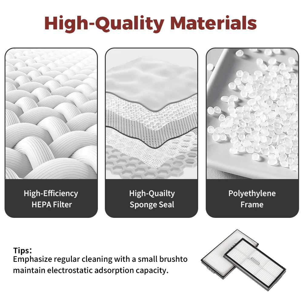 أجزاء مرشحات HEPA لـ Roborock G20S Ultra/Qrevo CurvX/Saros 10R /Saros Z70 جهاز آلي لتنظيف الأتربة ملحقات مرشحات قابلة للغسل