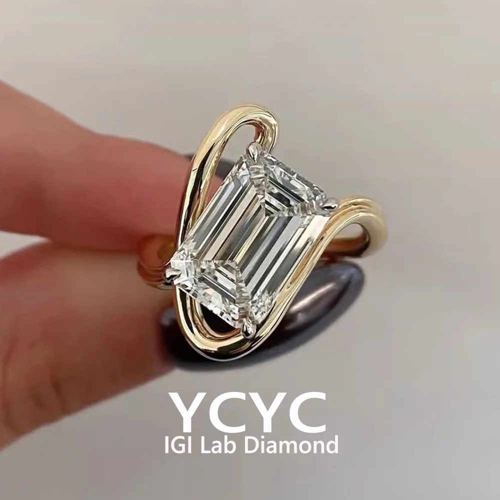 

Fashion Ring Emerald cut IGI Lab Grown Diamond Rings Gems 18K gold Ring for Women Fine Jewelry ﻿
