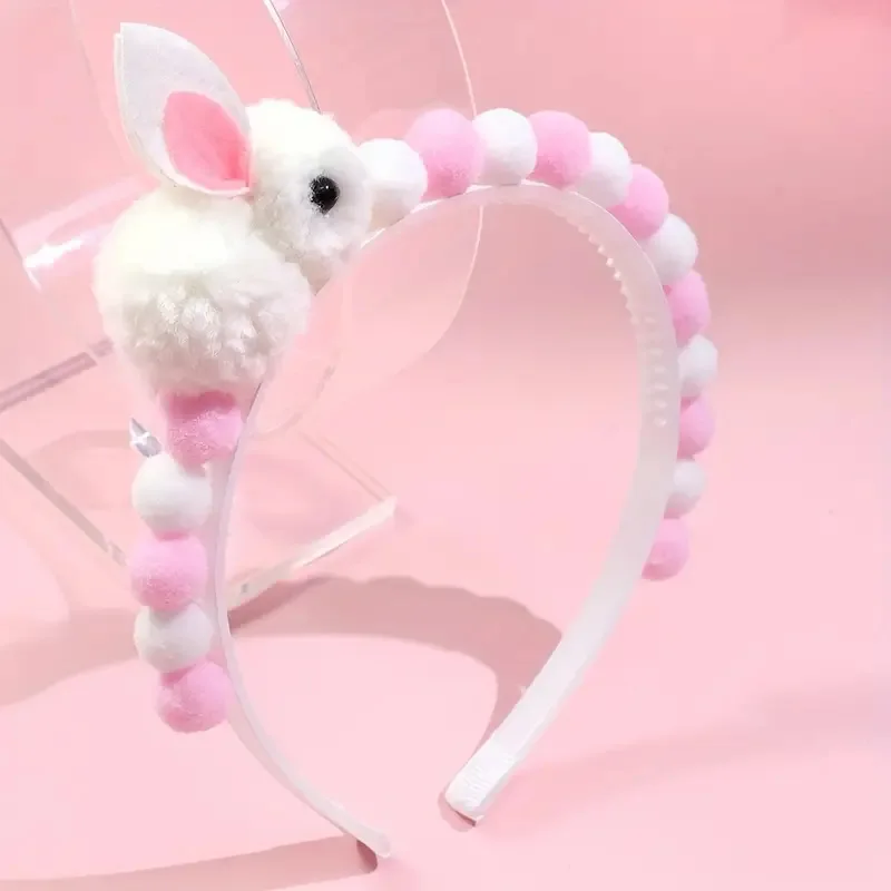 

1pc Girls' Bunny Ear Fur Ball Headband Lovely Hair Accessory for Children Hair Bands for Girls Kids Headwear Headband
