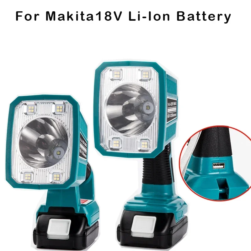 Wireless LED Lamp 18V Outdoor Spot Light for Makita DML812 BL1430 BL1830 No Battery with USB Outdoor Lighting