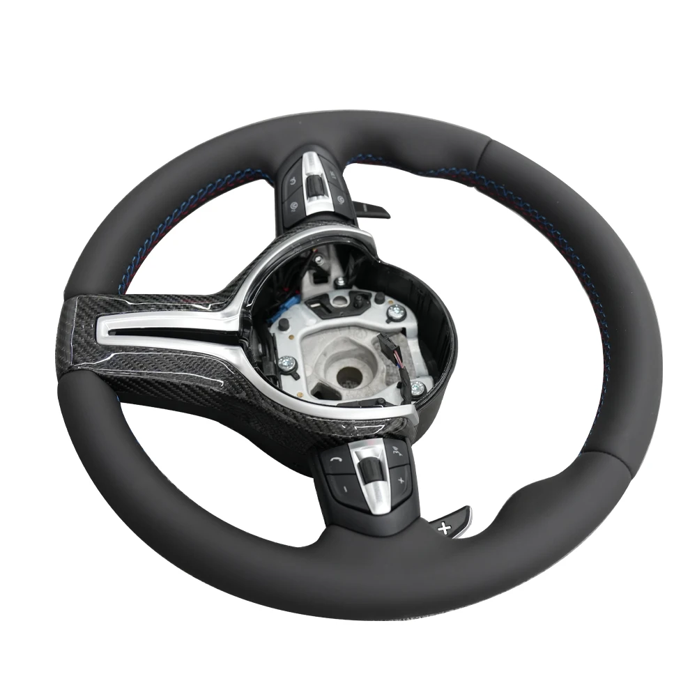 71HOTNappa Leather Car Steering Wheel for BMW 1 Series F20 F21 2012-2018/3 Series F30 2013-2019/X3 F25 2011-2016 with CF Trim 3