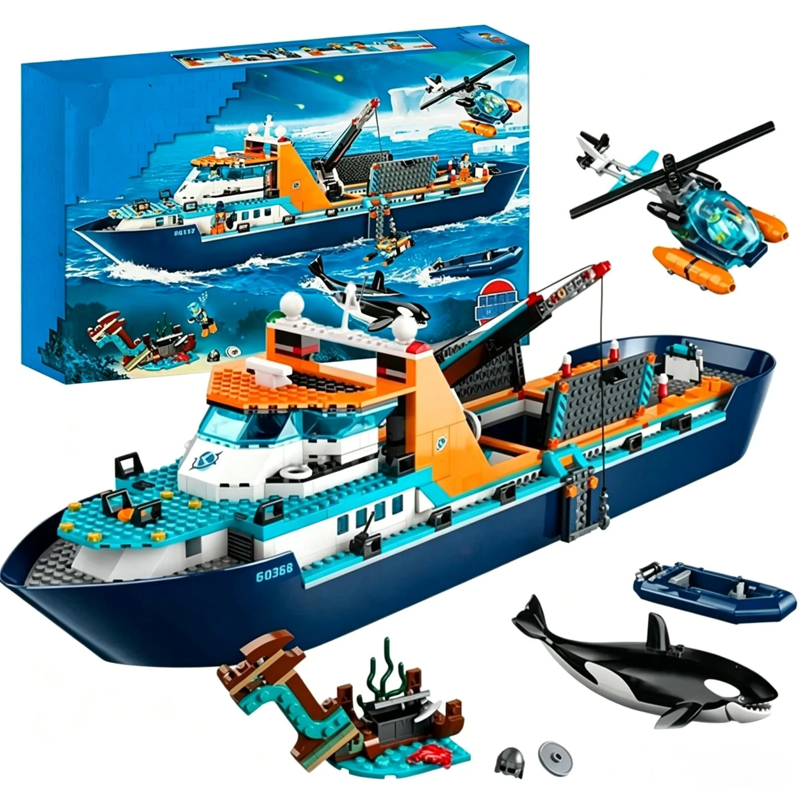 

2026 New 815pcs Deep Sea Exploration Vessel Marine Research Ship Arctic Research Ship 60368 Building Block Toy For Birthday Gift