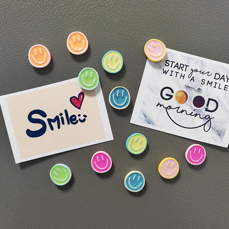 Imanes para refrigerador con expresión de cara sonriente, colores mezclados, pizarra blanca para el hogar, decoración para nevera, tablero de mensajes para fotos, 6/12 Uds.