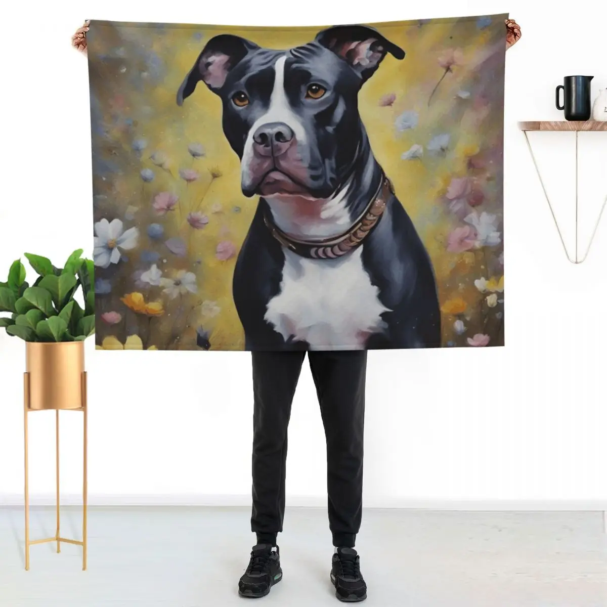 Black and White Pitbull Dog Throw Blanket Soft Big for sofa Loose Thermals For Travel Giant Sofa Luxury Thicken Blankets