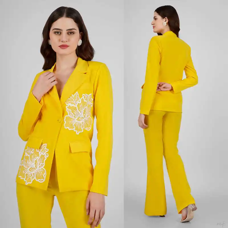 

Elegant Mother Of The Bride Suits 2 Pieces One Button Women's Blazers Plus Size Appliques Office Ladies Work Customized Outfits