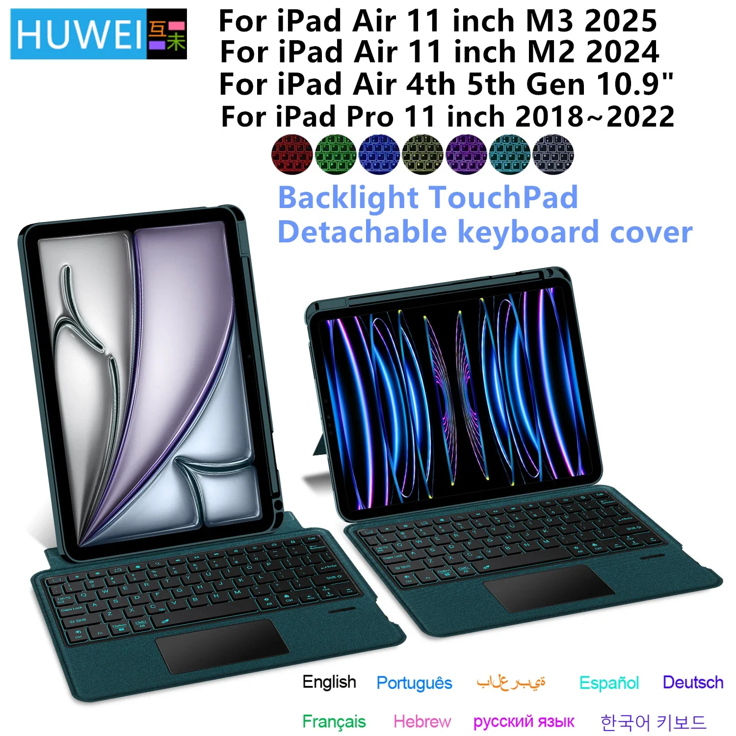 

Magic Keyboard for iPad Air 11 inch M3 2025 M2 Case for iPad Air 4th 5th 6th Gen Pro 11" Backlight keyboard Cover Folio