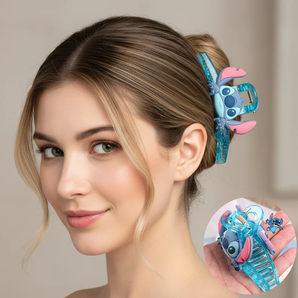 

Disney Stitch-themed blue transparent hair claw clip, multi-functional hair accessory hair claw