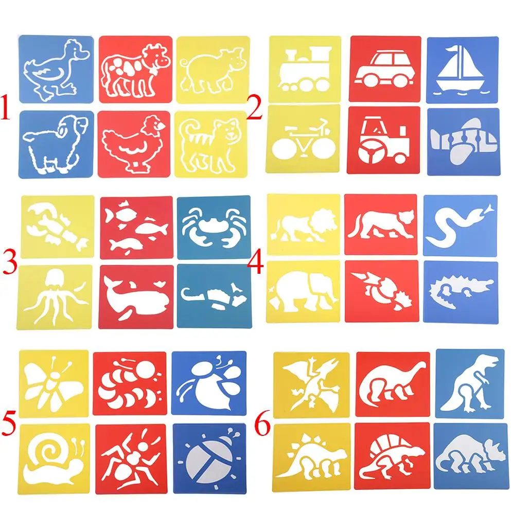 12 Pieces Plastic Drawing Templates Rulers Stencil for Kids Drawing Stationery
