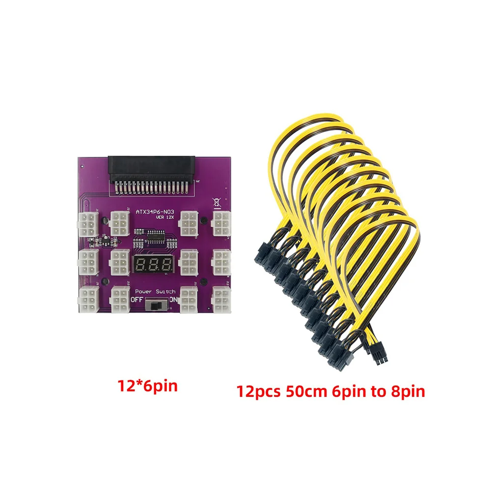 Server Power Supply Breakout Board PCI-E 12x6Pin Adapter Converter for BTC Mining for 7001484 Power Supply