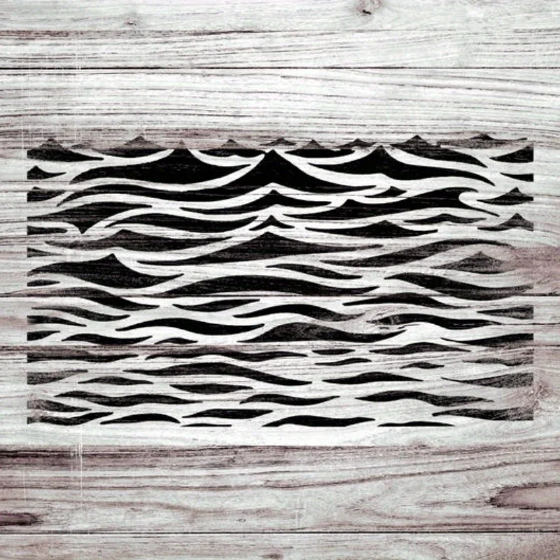 A4 Waves DIY Stencils for Wall Painting and Scrapbooking