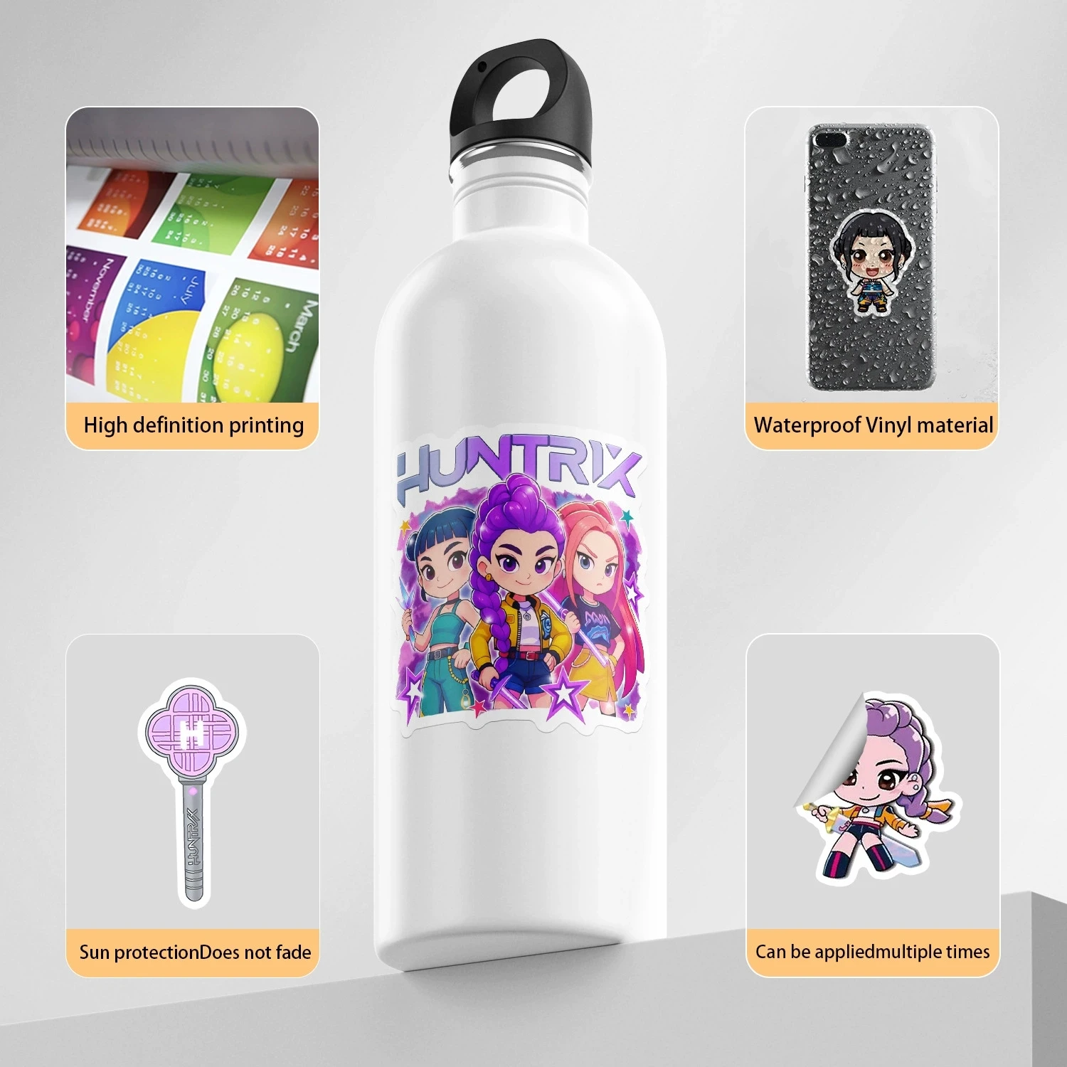 A'a50PCS Anime chasseurs de démons Graffiti autocollants tasse d'eau Mobile autocollants décoratifs imperméables KPOP Anime autocollants