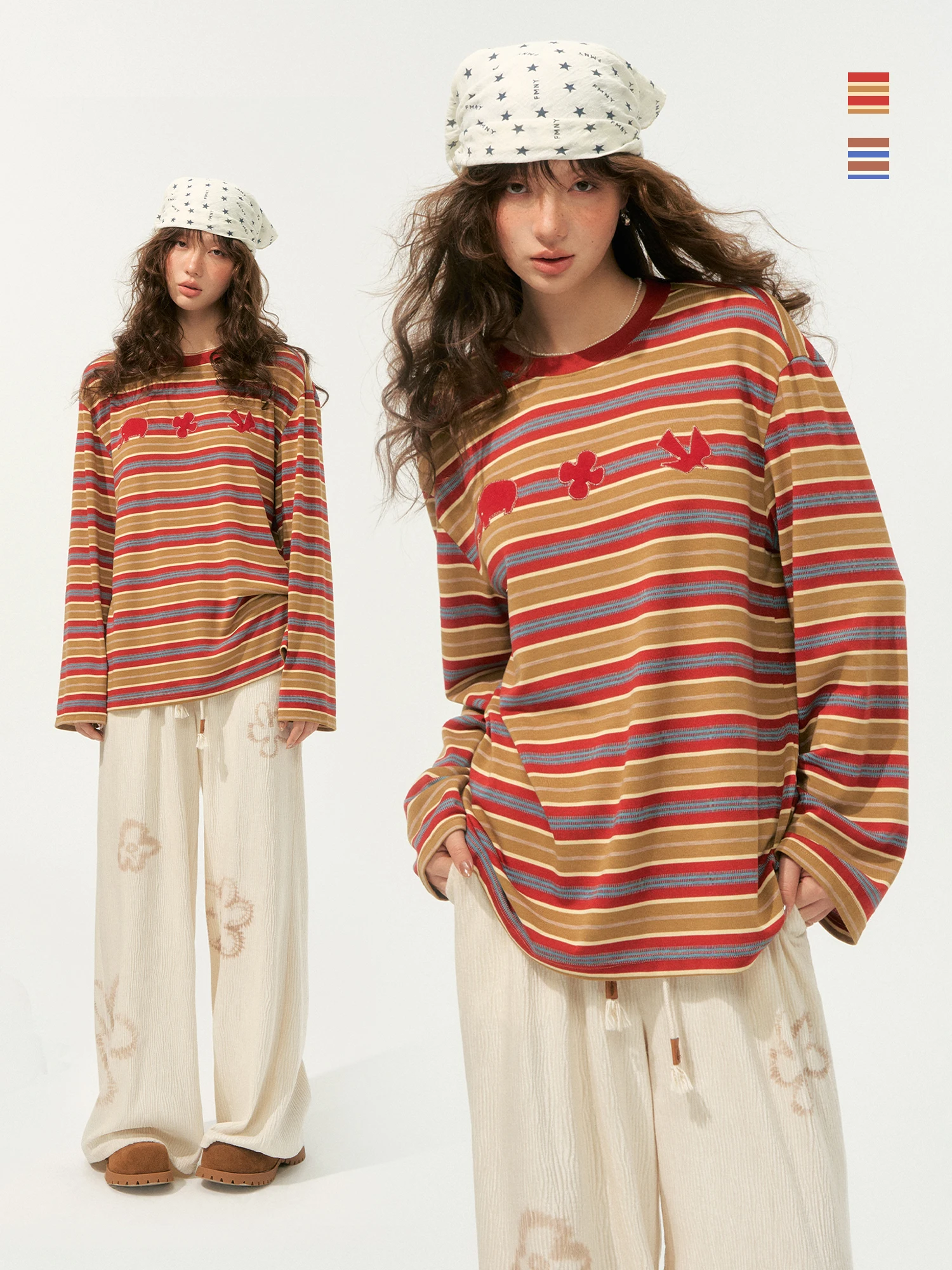 

Повседневная женская футболка SOMESOWE в полоску с длинным рукавом, свободного кроя, удобная, в винтажном стиле, с цветовыми блоками, повседневный топ