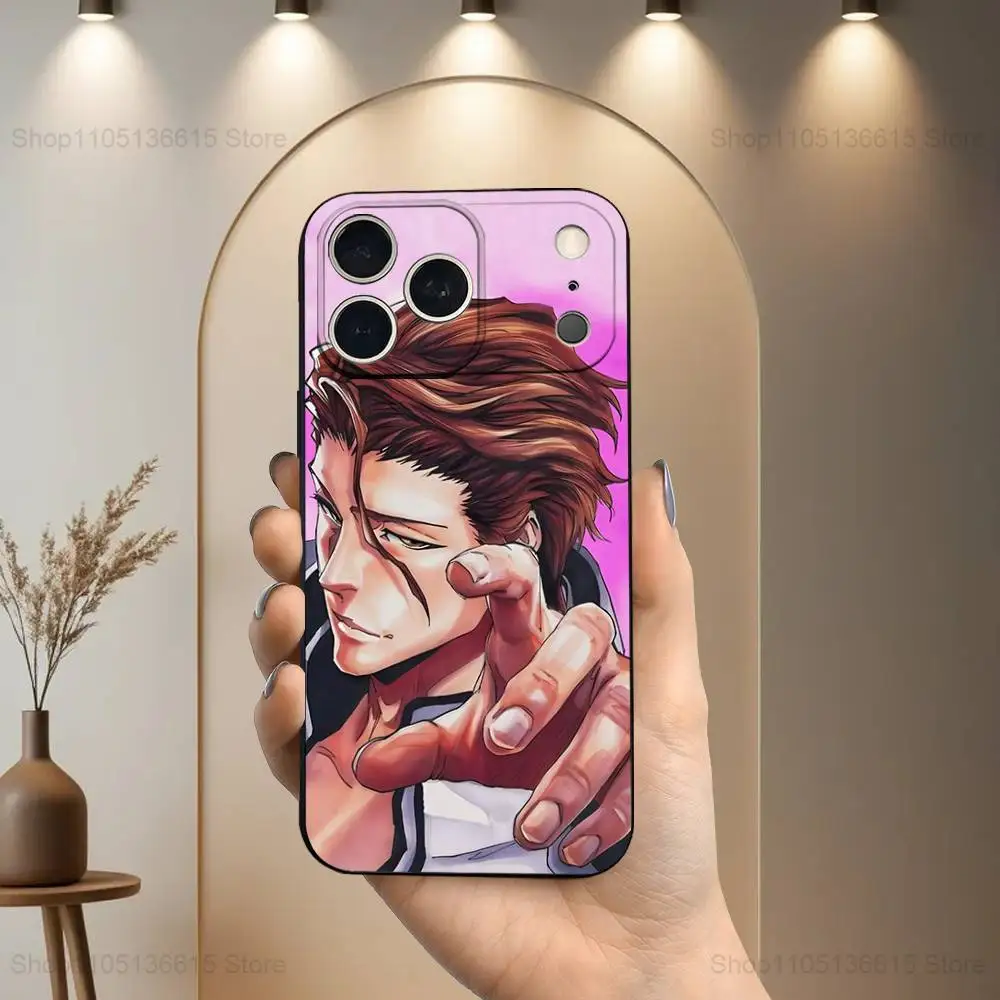 Anime A-Aizen S-Sousuke Phone Case For iPhone 17,16,15,14,13,12,11,Plus,Pro Max,XS,X,XR,SE,Mini,8,7,Soft Silicone Black Cover