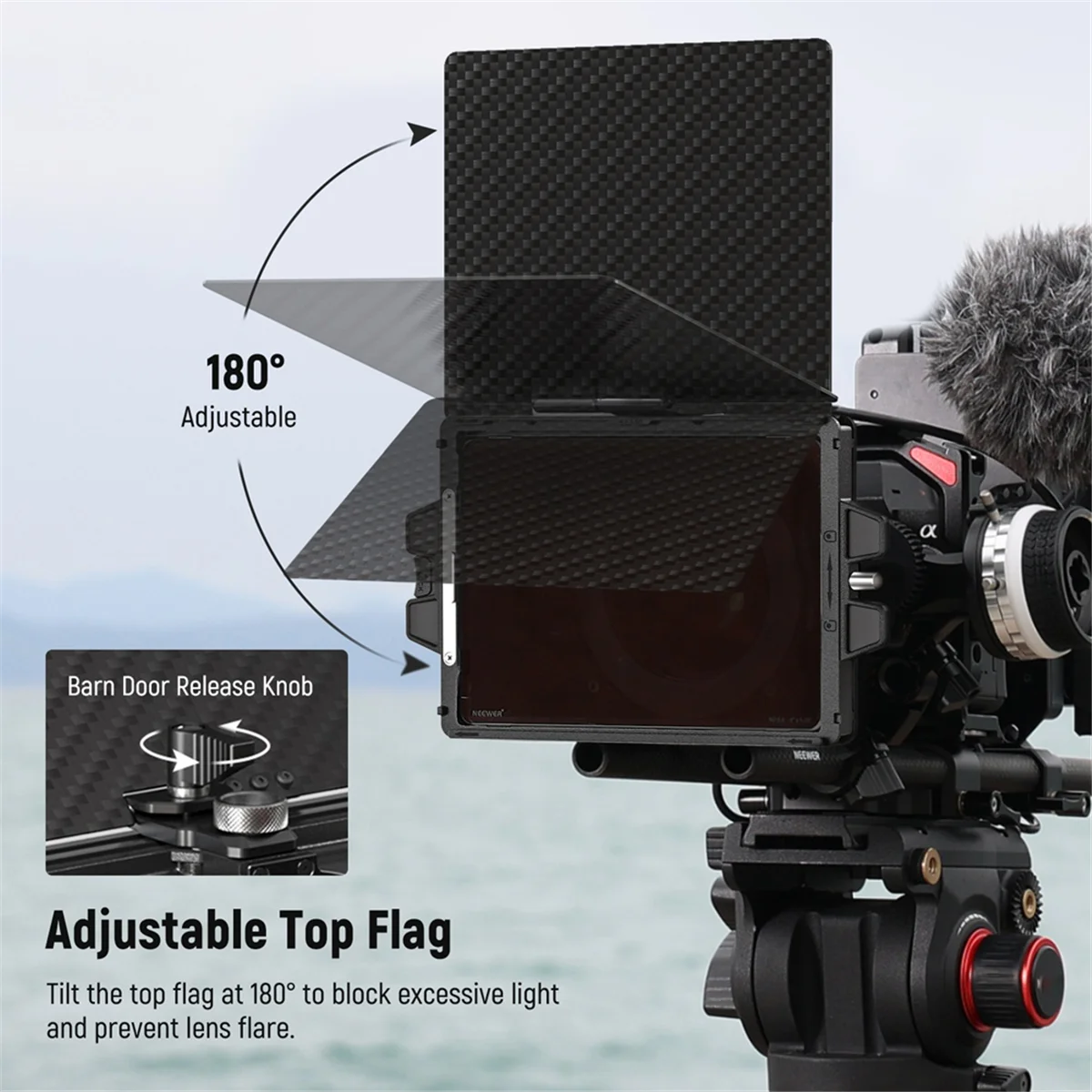 

M20K Matte Box with 4 Inch X 5.65 Inch Filter Tray Carbon Fiber Flag for Mirrorless DSLR Camera with 67/72/77/82mm Lens