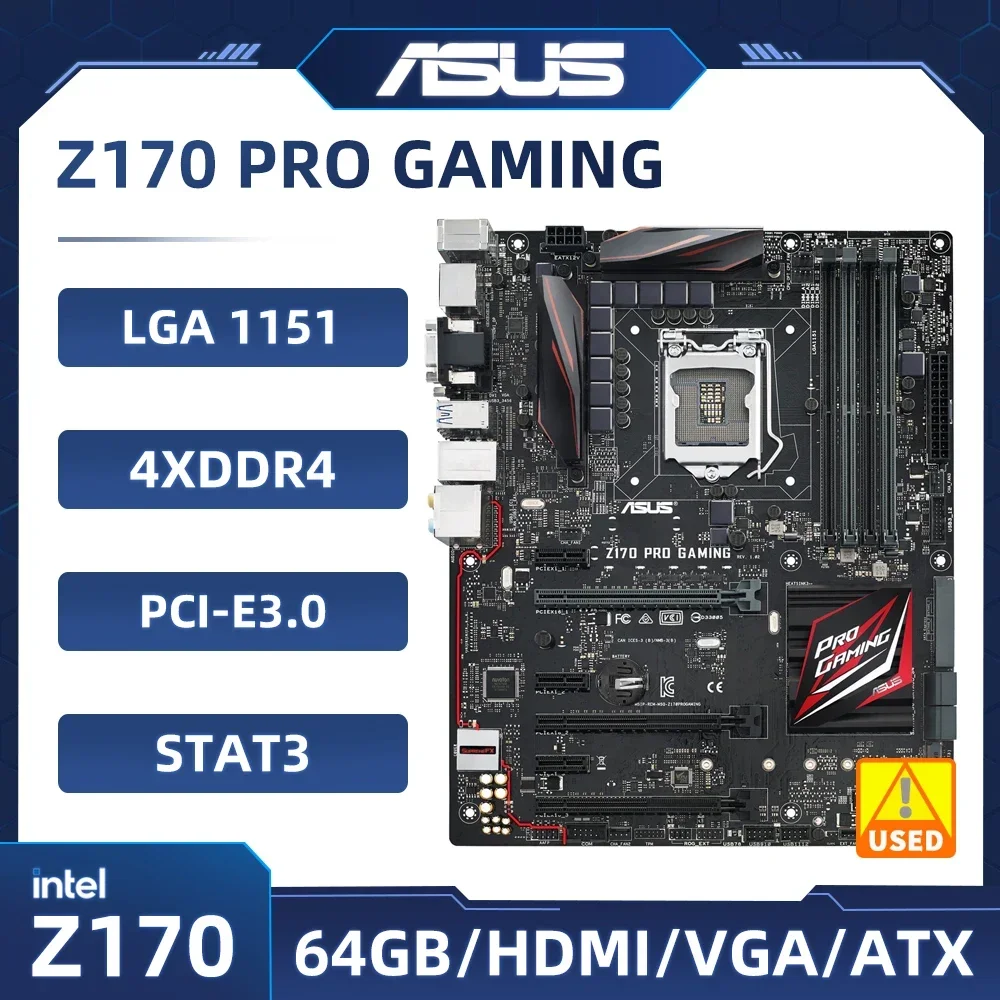 

Asus Z170 PRO GAMING Motherboard LGA 1151 intel Z170 support Core i5-6500 i7-7700 6300 6100 cpu DDR4 64G PCI-E 3.0 M.2 ATX