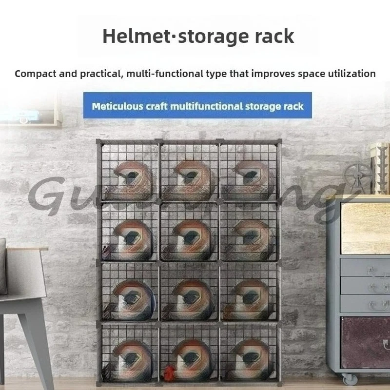 Motorcycle Hat Modern Display Storage Shelf Easy To Installation Multifunctional Large Capacity Folding Helmet Showcase Rack