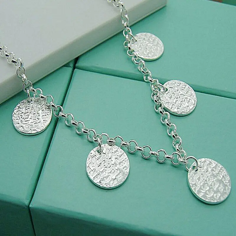 925 Sterling Silver OTTOMAN COIN GYPSY Pendant Chain Necklace Fashion Jewelry