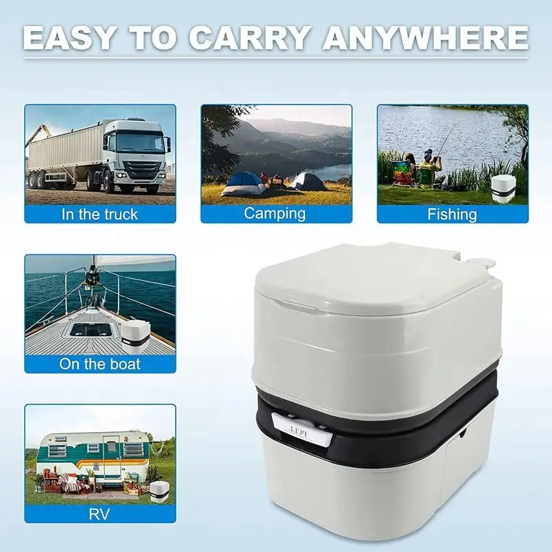 

French Design Large Capacity 24L Square Portable Camping RV Toilet Concealed Tank Dual-Flush S-Trap/P-Trap For Caravan RV