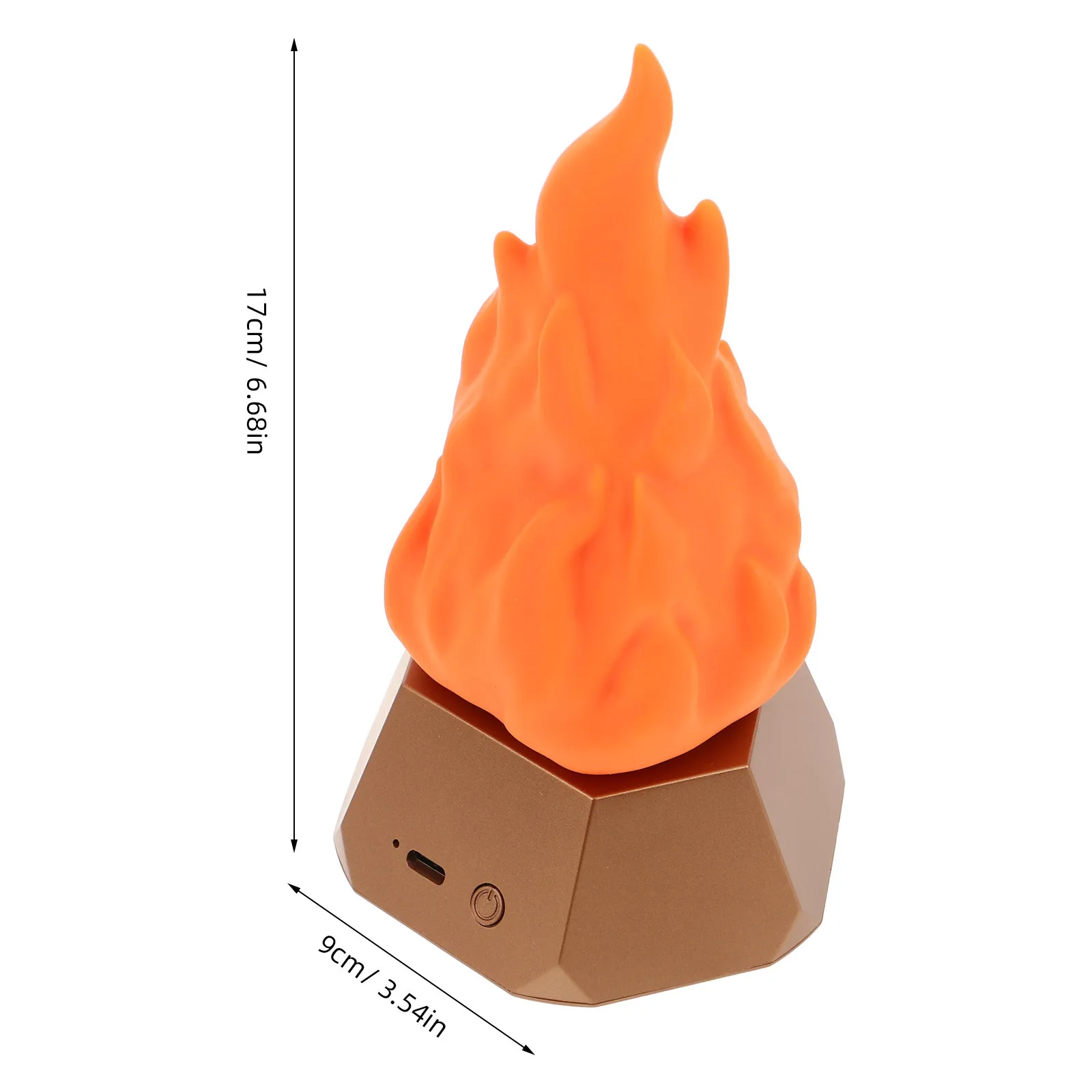 Lámpara de fuego falso, luz de llama LED de 3 modos, recargable por USB, llama parpadeante sin llama, luz nocturna para fogata para interiores y exteriores
