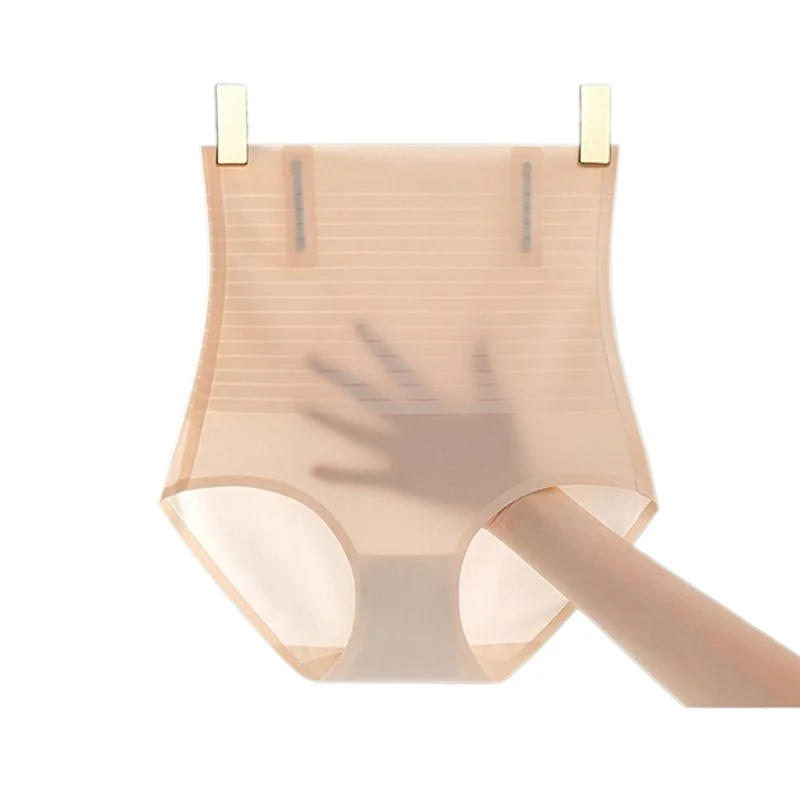 

Брюки из ледяного шелка без следов на животе, маленькая завязка на животе, корректирующая талию, кончик живота, тонкие трусики с высокой талией, подтяжка бедер, женское нижнее белье