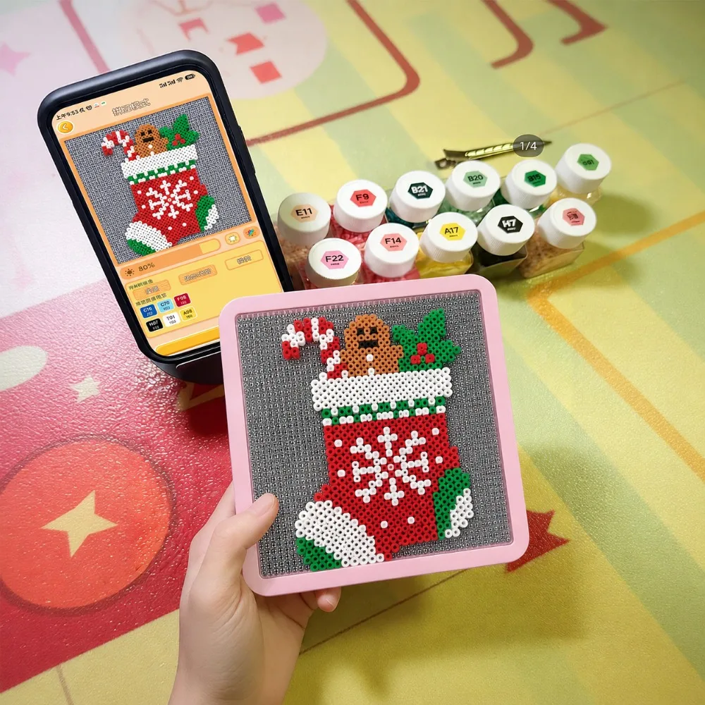 LED Smart Fuse Bead Pegboard, App Guided Pattern Light Board for Arts and Crafts, DIY Pixel Toys Birthday Gift Set view 3