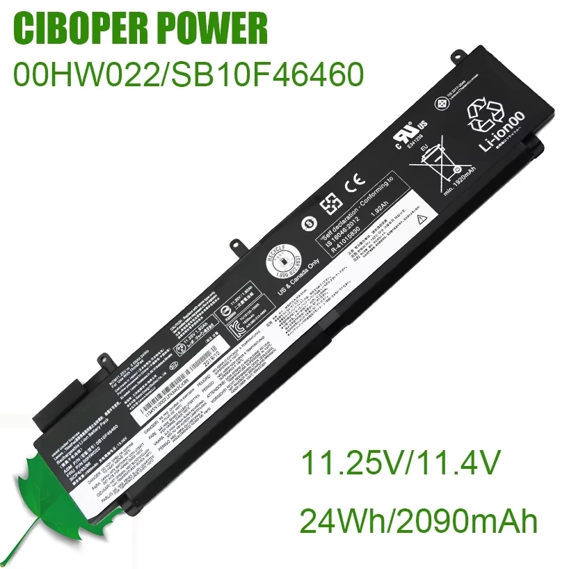 CP Laptop Battery 00HW022 00HW023 00HW025 00HW024 00HW038 01AV407 01AV406 For ThinkPad T460s T470s Series SB10J79002 SB10K97605