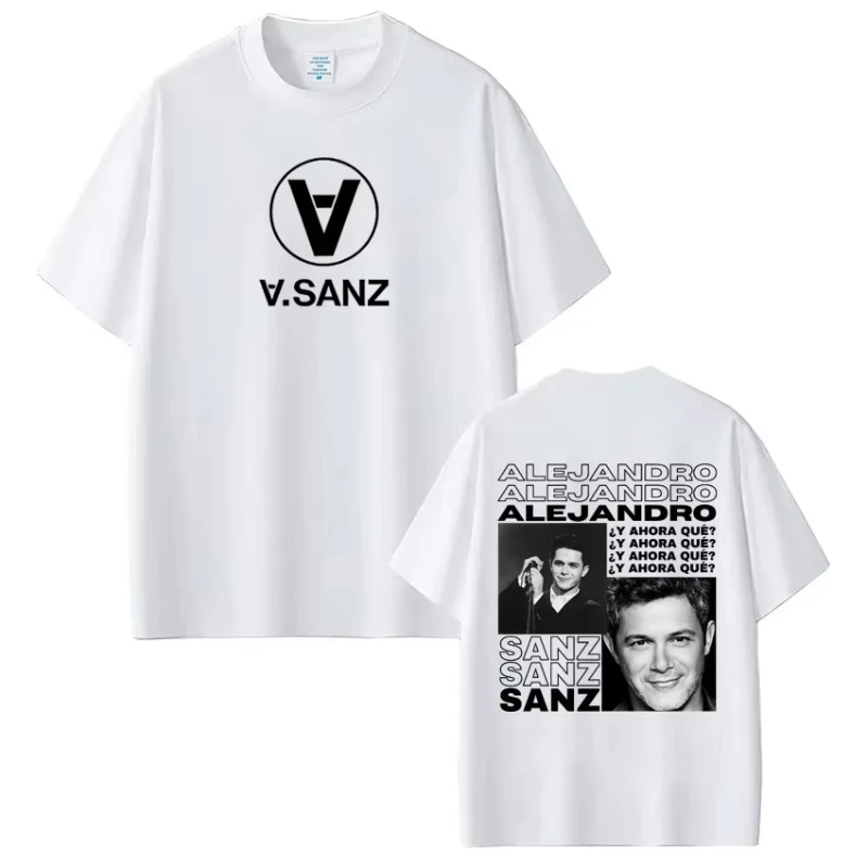 Singer Alejandro Sanz Album Tour 2025 Print T-shirt Men Women Hip-hop Tee Short Sleeve Vintage Fashion Cotton Casual T-shirts