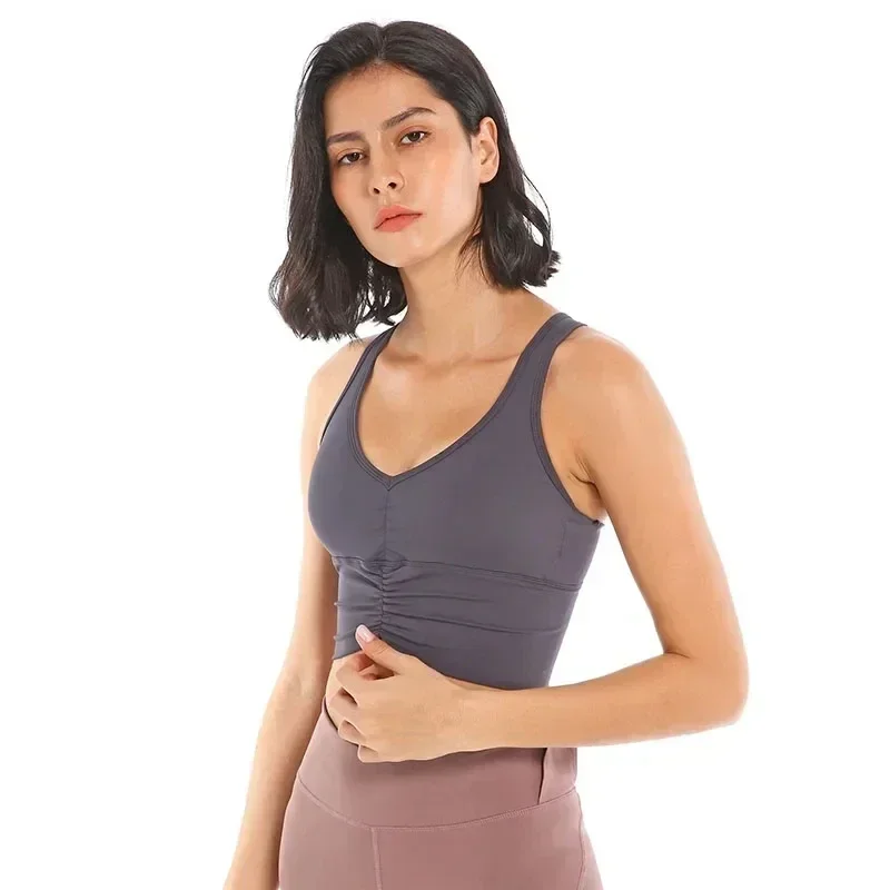 Nuevo Camiseta deportiva sin mangas para mujer, sujetador trasero sin molestias, sensación desnuda, pantalones ajustados, cintura alta, Fitness, Yoga