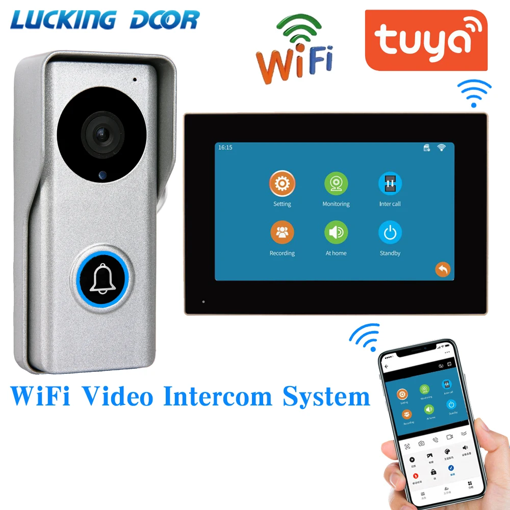 

Wireless Wifi Video Doorbell System 1080P Visual Doorphone Door Bell Camera Tuya App Video Intercom Kit for Home Villa Apartment