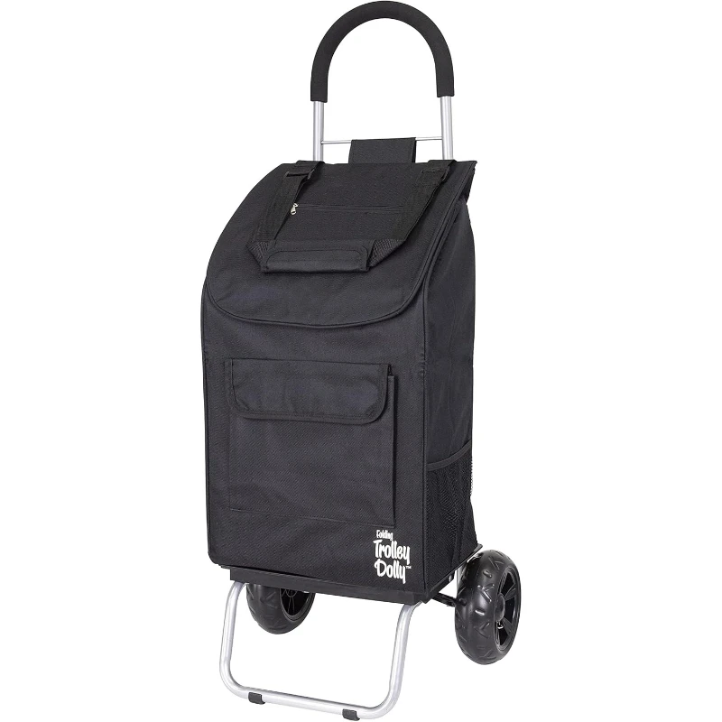 

dbest products Trolley Dolly Black Foldable Shopping cart for Groceries with Wheels and Removable Bag and Rolling