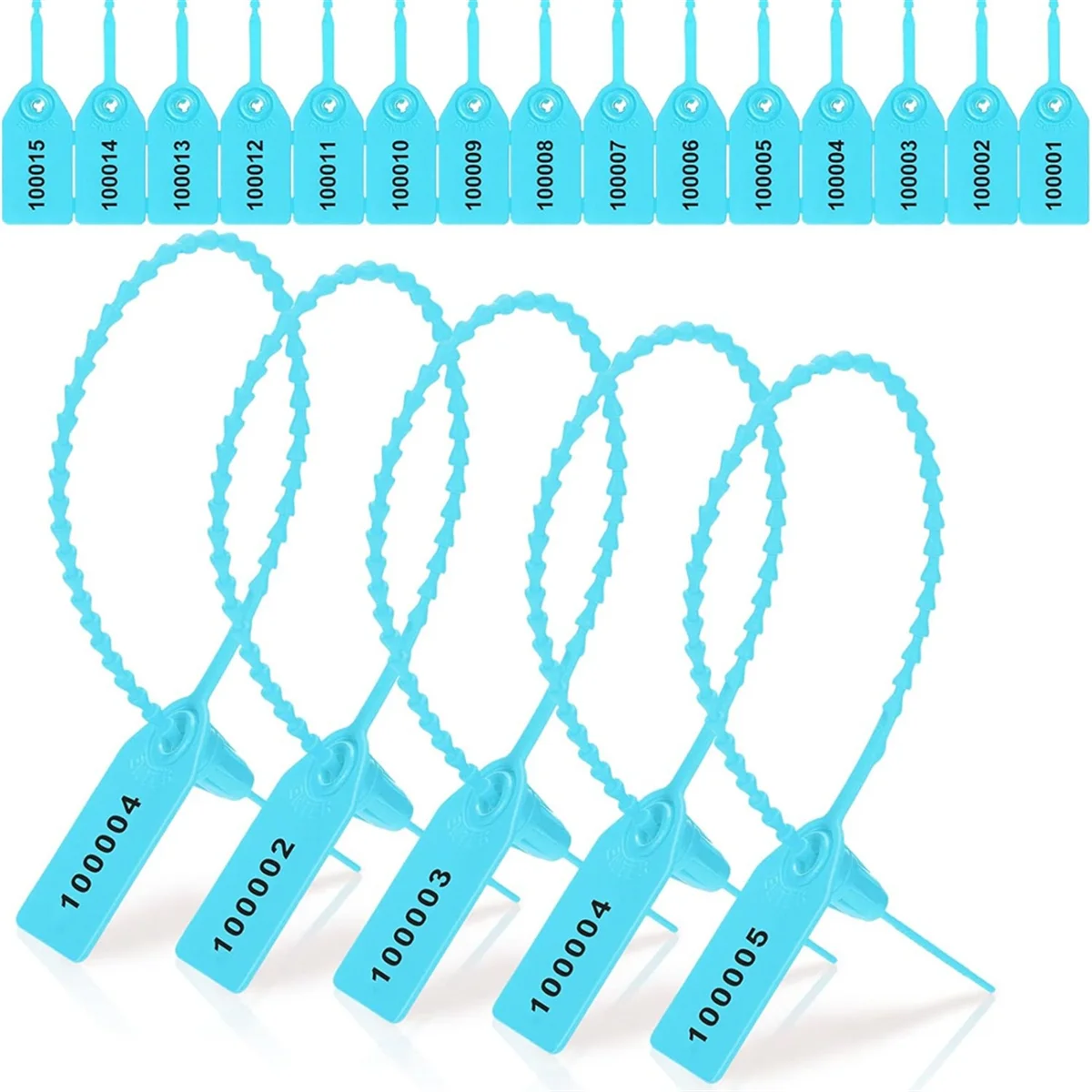 1000 Pcs Plastic Tamper Seals Fire Extinguisher Tags Security Tags Seals Safety Numbered Zip Ties Labels Light Blue