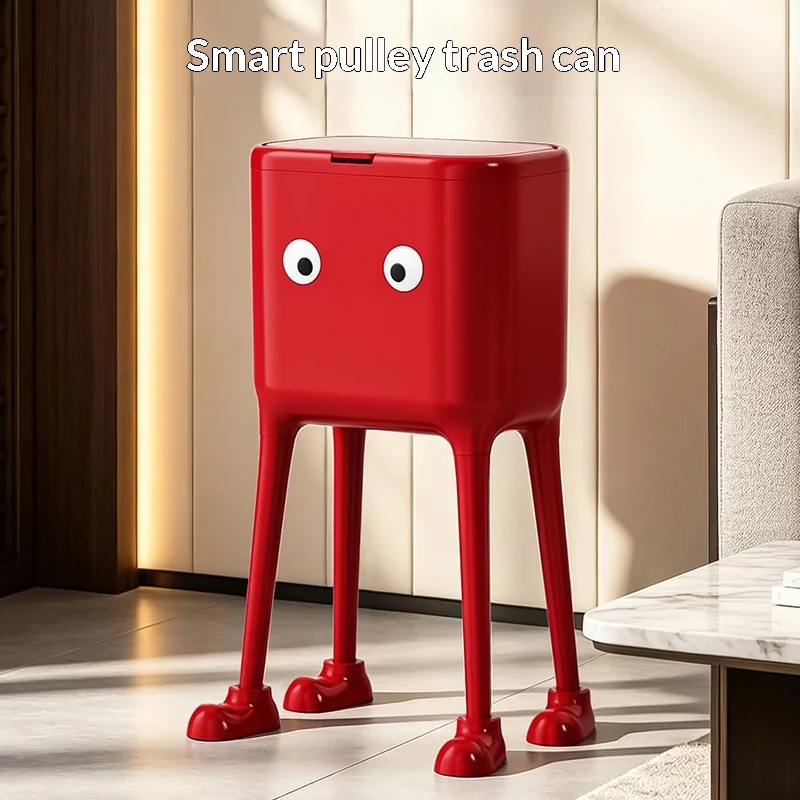 Long-Legged Monster Trash Can, Household, Living Room, High Aesthetic, Creative With Lid, Large Capacity, Movable,