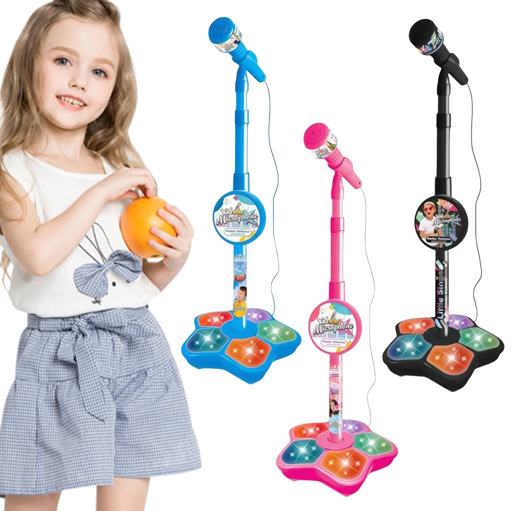 Brain-Training Educational Toy Height-Adjustable Kids Karaoke Machine with Lights Singing Machine Birthday Gift for Girls Boys