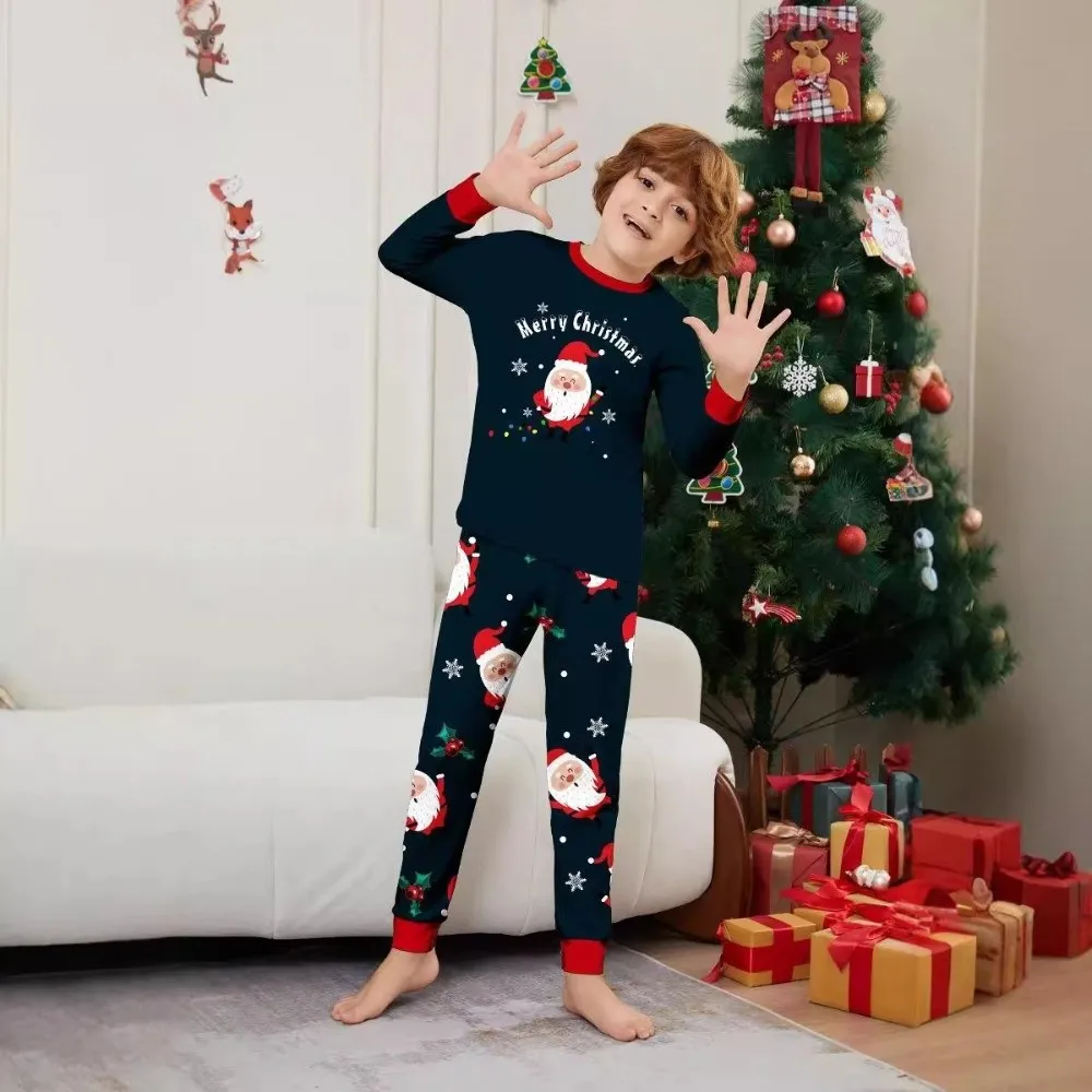 

Cartoon Christmas Family Matching Outfits Printed Soft Loose Christmas Pyjamas Set Top+Pants Cute Santa Adult Loungewear Winter