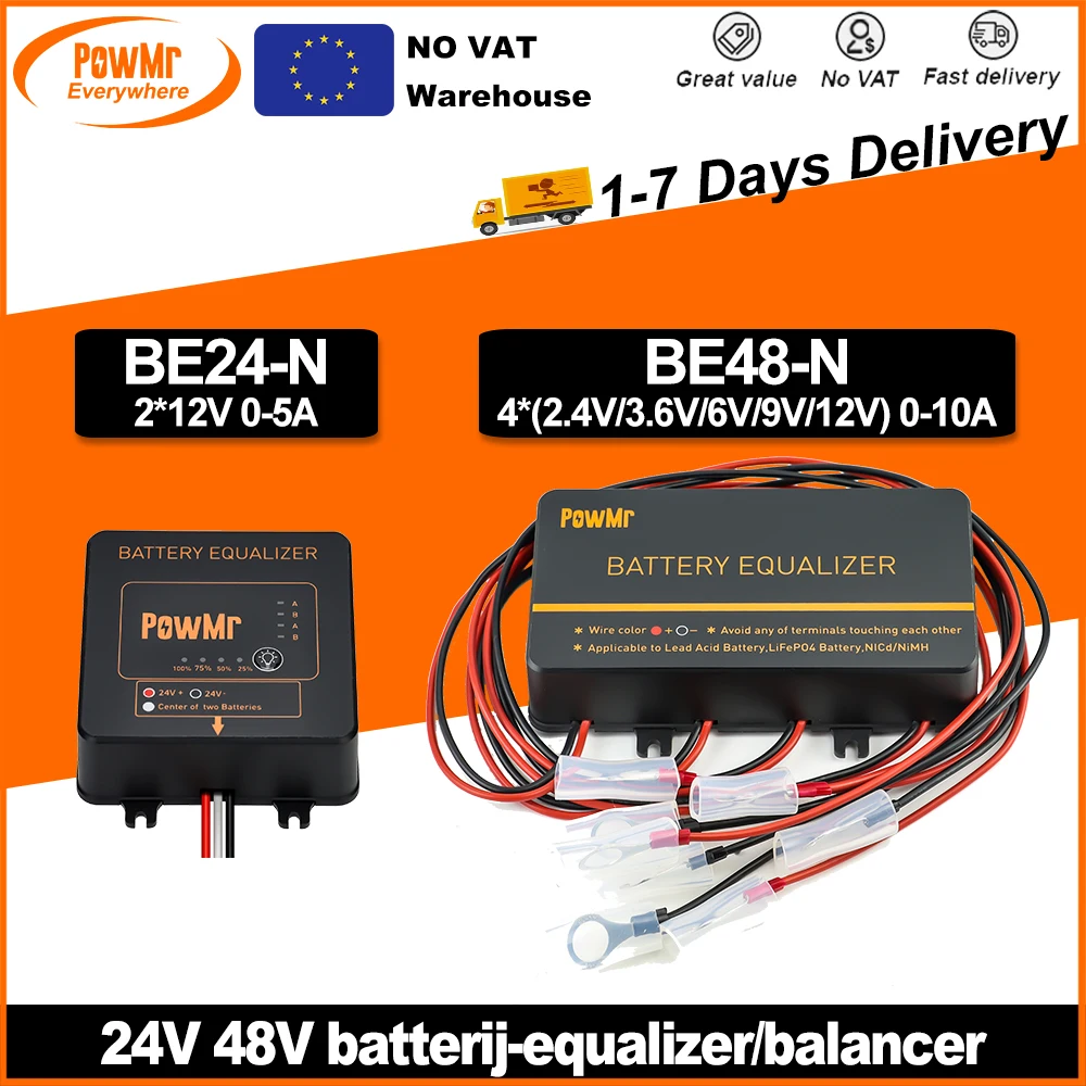 Powmr Eu Batterij Equalizer Voor 12V 24V Gel Flood Agm Lead Acid Lifepo4-batterijen Banksysteembalancer Om De Levensduur Van De Batterij Te Verlengen