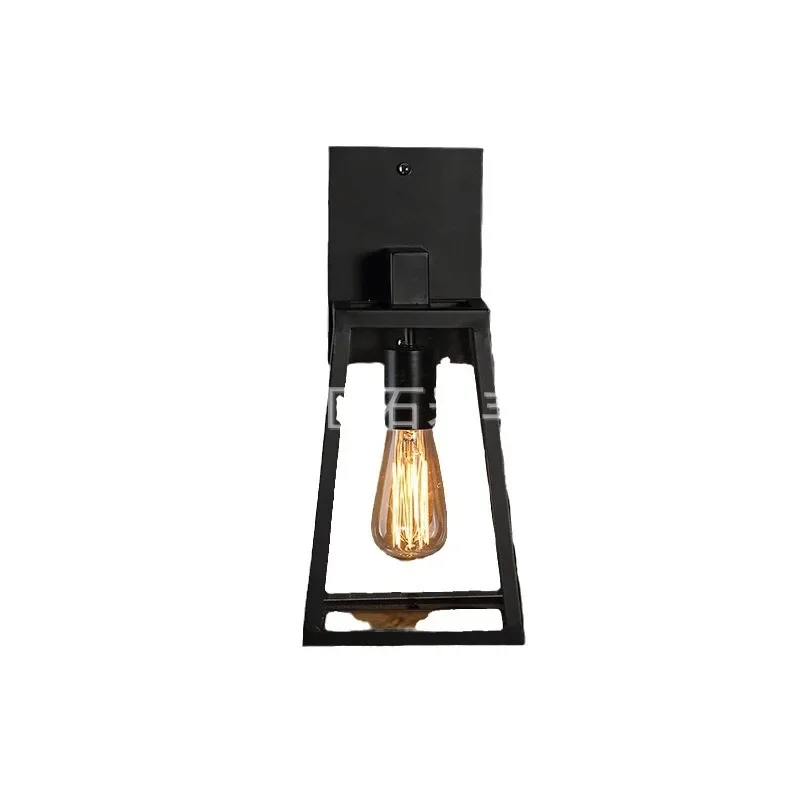 

American rural retro industrial style creative modern simple bedside lamp glass box glass box wall lamp