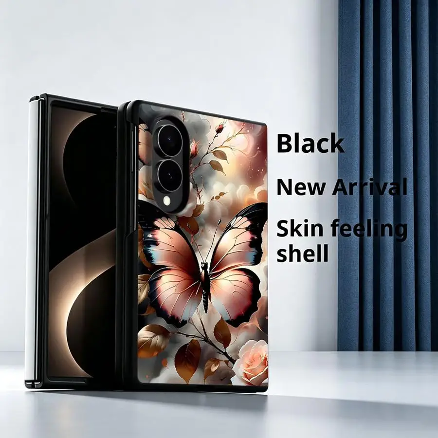 Butterfly Peach Rose Luxury Phone Cover Case for Samsung Galaxy Z Fold 8 Z Fold8 Wide ZFold8 ZFold Wide